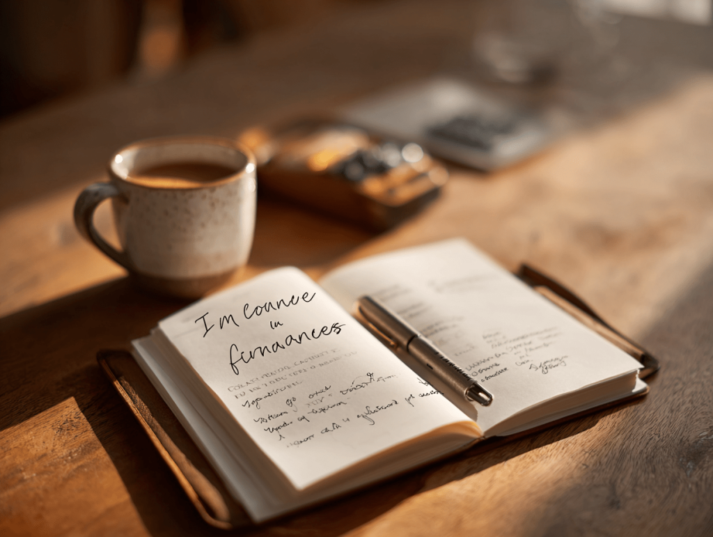 affirmations notebook desk