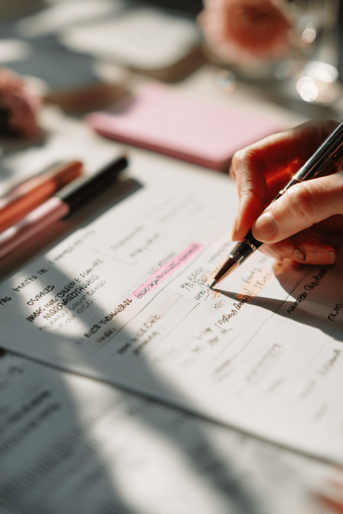 budget worksheet closeup