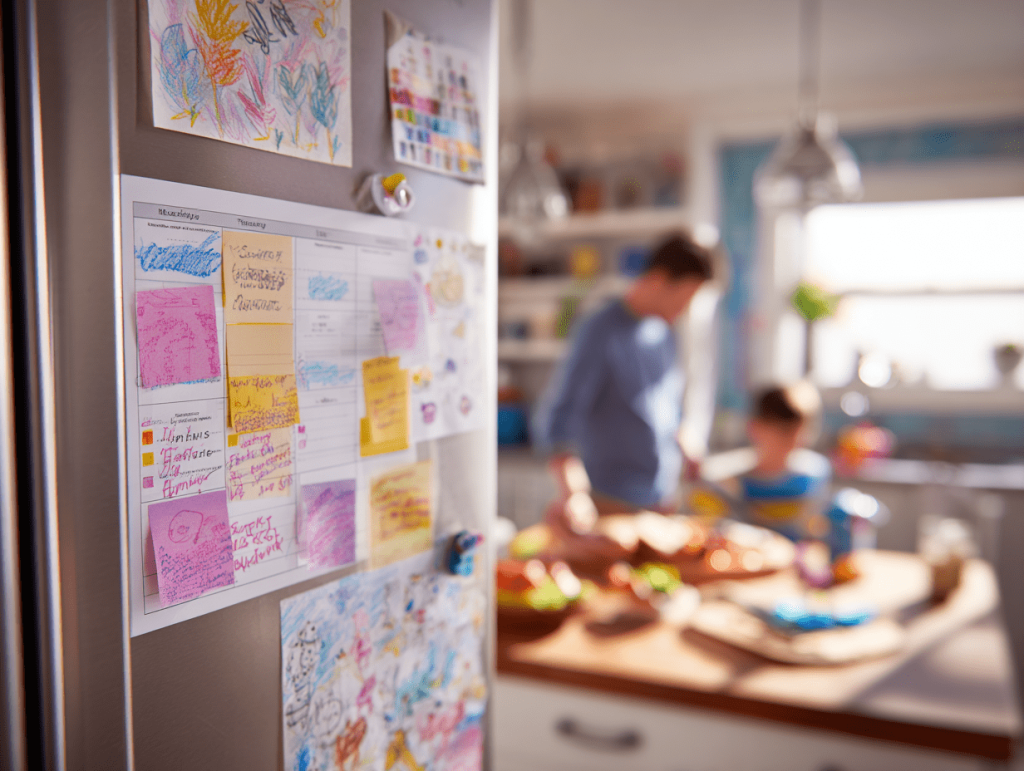 planner on fridge